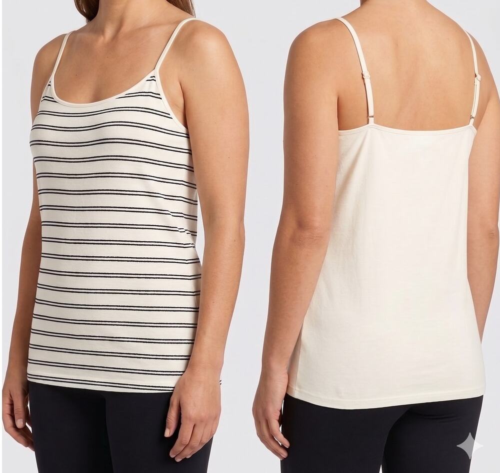 LOFT Outlet XL Snowy White Black Dot Cami Top Women Adjust Strap
